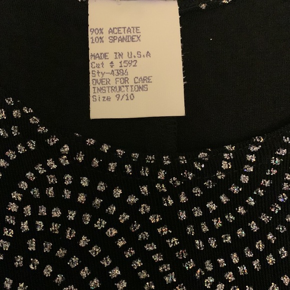 Silver Metallic Glitter Stretch Maxi Fitted Black Prom Evening Dress - Picture 9 of 9